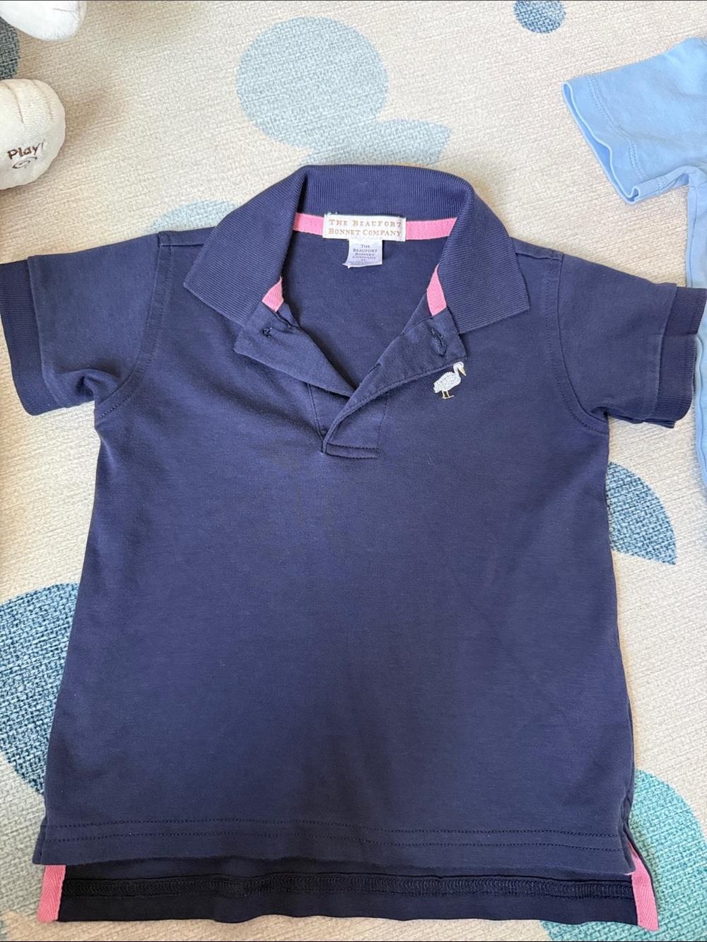 The Beaufort Bonnet Company Navy Polo with Pink Trim